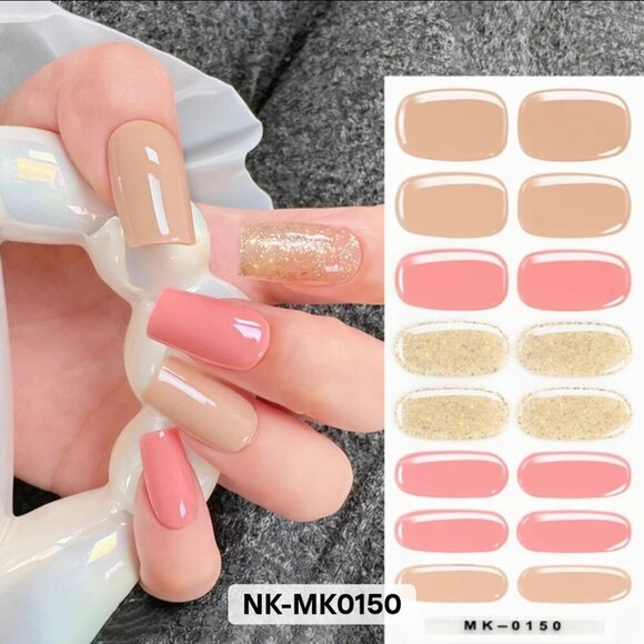 No Brand Other - 🖤 3/$12 Pink, Nude, Gold Glitter Nail Polish Strips - No UV Needed Brand New